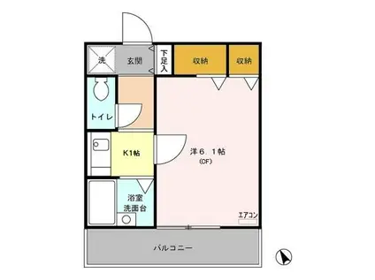 クローカスⅡ(1K/1階)の間取り写真