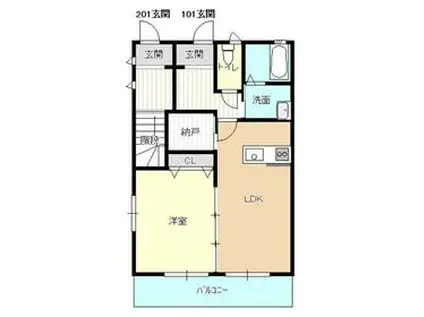 スプリングフィールド(1LDK/1階)の間取り写真