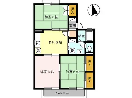 コモドハウス(3DK/2階)の間取り写真