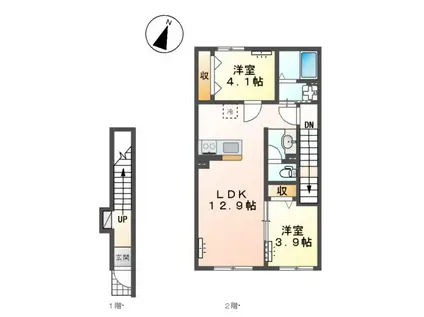 鹿嶋市大字平井 アパート工事(2LDK/2階)の間取り写真