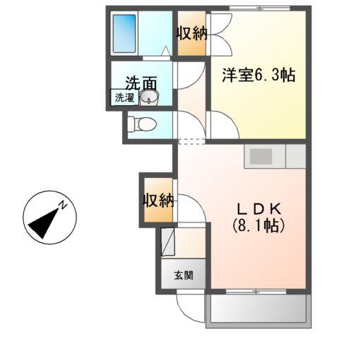 グリーンキャッスルⅤ(1LDK/1階)の間取り写真