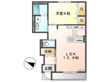 EPIⅤ(1LDK/1階)の間取り写真