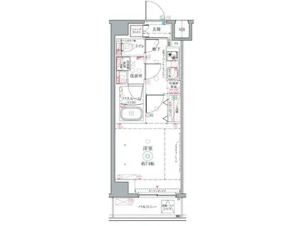 クレヴィスタ高砂Ⅱ(1K/4階)の間取り写真