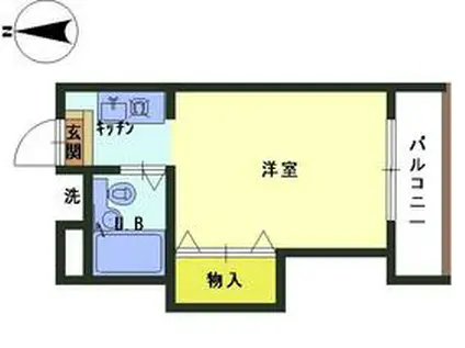 マンション六角(ワンルーム/2階)の間取り写真