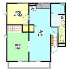 シティハイムパーシモンⅡ(2LDK/1階)の間取り写真