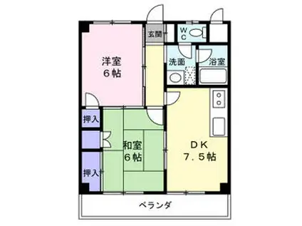 ハイツウイスタリア(2DK/1階)の間取り写真