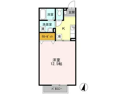 リースランド富士見Ⅰ(1K/1階)の間取り写真