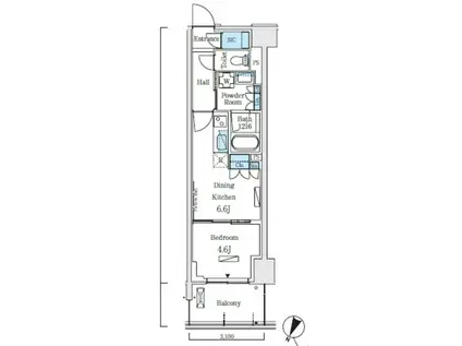 ロイヤルパークス赤羽ノース(1DK/4階)の間取り写真