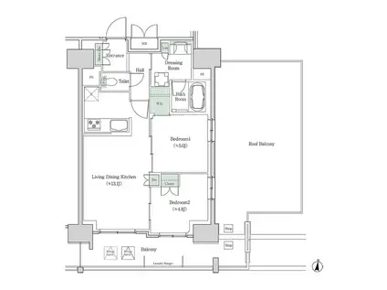 ブルックサイドレジデンス木場(2LDK/15階)の間取り写真