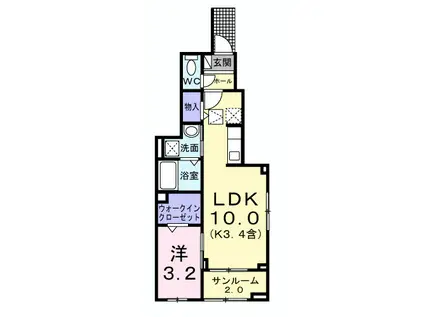 ソレイユ緑ヶ丘(1LDK/1階)の間取り写真