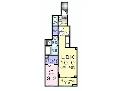 ソレイユ緑ヶ丘(1LDK/1階)の間取り写真