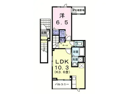 ソレイユ緑ヶ丘(1LDK/2階)の間取り写真