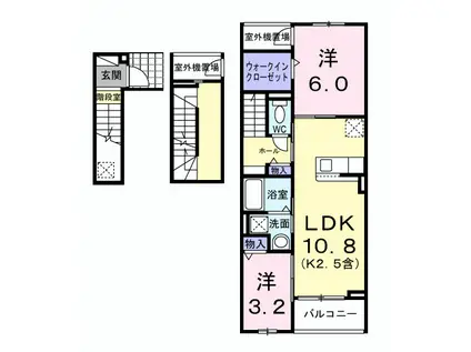 ソレイユ緑ヶ丘(2LDK/3階)の間取り写真
