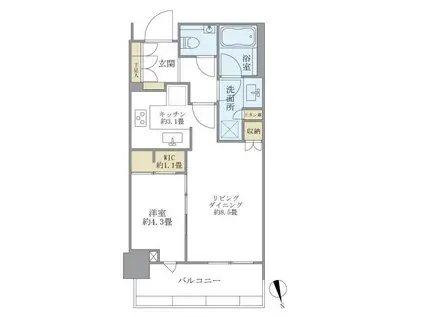 GLOBAL FRONT TOWER(1LDK/16階)の間取り写真