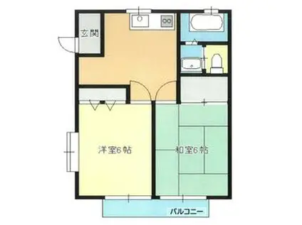 クレスト(2DK/2階)の間取り写真