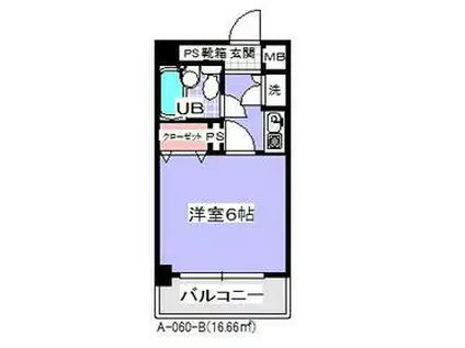 エスケーガーデン(1K/4階)の間取り写真