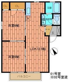 メゾンソレイユ(2LDK/1階)の間取り写真