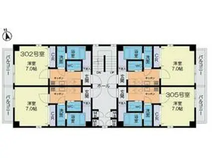 LAPIS(1K/3階)の間取り写真