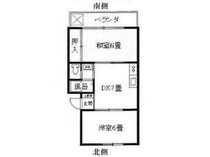 ベルエポック(2DK/2階)の間取り写真