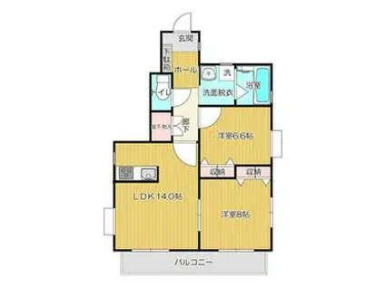 ルビナスⅡB棟(2LDK/1階)の間取り写真