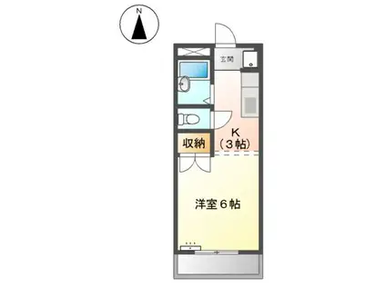 ランドマークK(1K/1階)の間取り写真