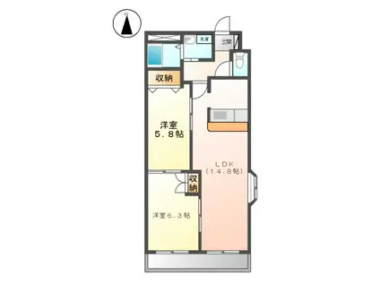 グラン エル(2LDK/3階)の間取り写真