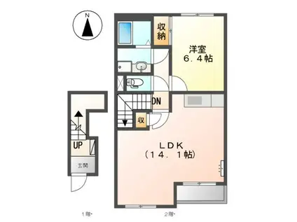 クォリティー(1LDK/2階)の間取り写真