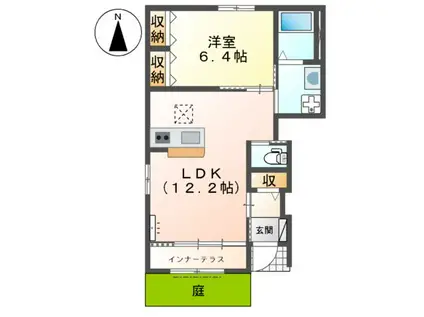 グランチェスタ(1LDK/1階)の間取り写真