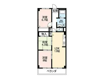 グローリーハイツ西緑丘(3LDK/2階)の間取り写真