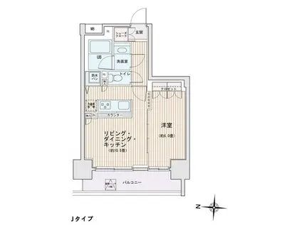 エスティメゾン錦糸町2(1LDK/6階)の間取り写真