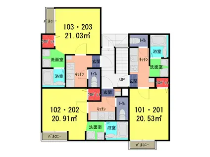 イースタンスカイ大和田(1K/1階)の間取り写真