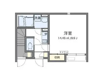 クレイノ向日葵 レジデンス(1K/1階)の間取り写真