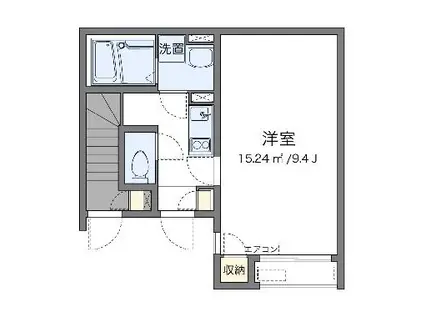 クレイノ向日葵 レジデンス(1K/1階)の間取り写真