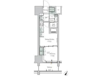 ONE ROOF RESIDENCE TAMACHI(1DK/8階)の間取り写真