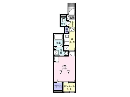 フォンターナ・ガルボⅡ(1K/1階)の間取り写真