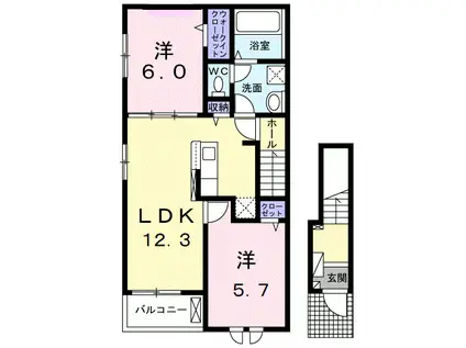 メゾン ド ロゼ(2LDK/2階)の間取り写真