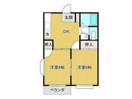エルディム大石(2DK/2階)の間取り写真