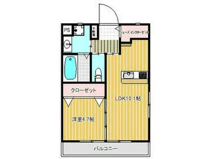 FELSEN(1LDK/3階)の間取り写真