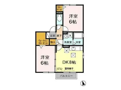 プレッソ(2DK/1階)の間取り写真