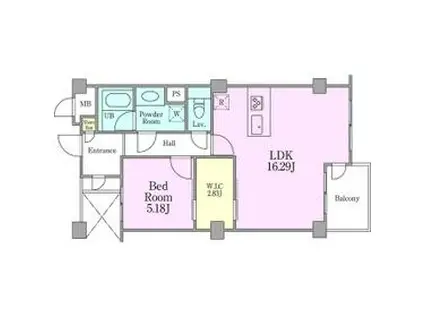 カスタネア栗平(1LDK/7階)の間取り写真