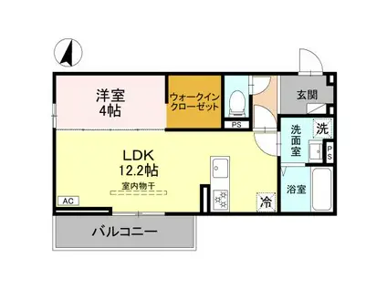 SOPHIA Ⅱ B(1LDK/2階)の間取り写真