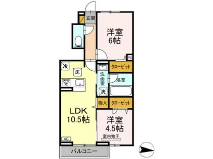 ラプエルタ(2LDK/1階)の間取り写真