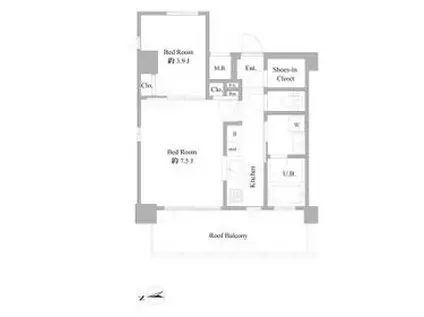 B CITY APARTMENT ITABASHI NORT(1DK/6階)の間取り写真