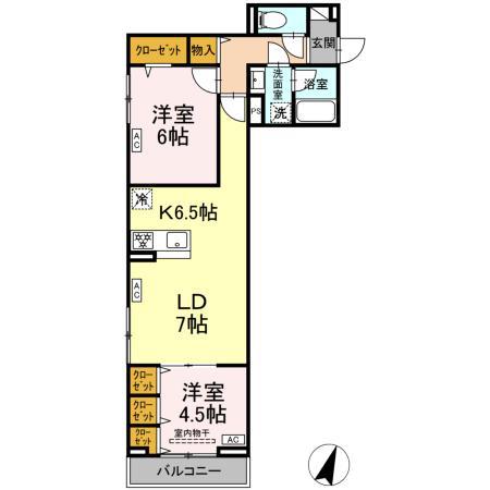 セレスティア中央 Ⅱ(2LDK/3階)の間取り写真
