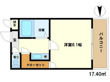 タカノハイム天神橋(1K/5階)の間取り写真