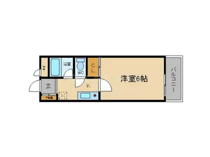 プレジデント豊新(1K/1階)の間取り写真