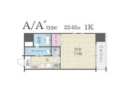 HF河原町二条レジデンス(1K/4階)の間取り写真