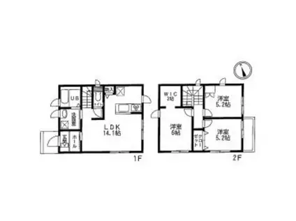 青梅線 小作駅 徒歩17分 2階建 築11年(3LDK)の間取り写真
