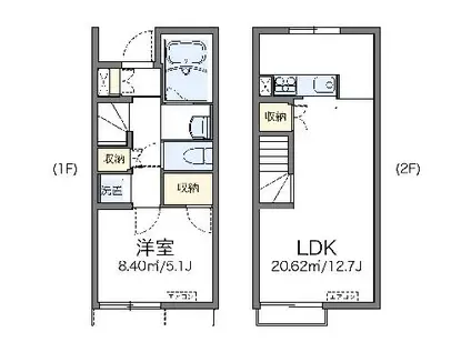 レオネクスト栄(1LDK/1階)の間取り写真