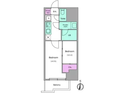 ドゥーエ亀戸Ⅲ(2K/6階)の間取り写真